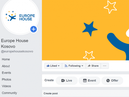 Europe House Kosovo has its own Facebook Page